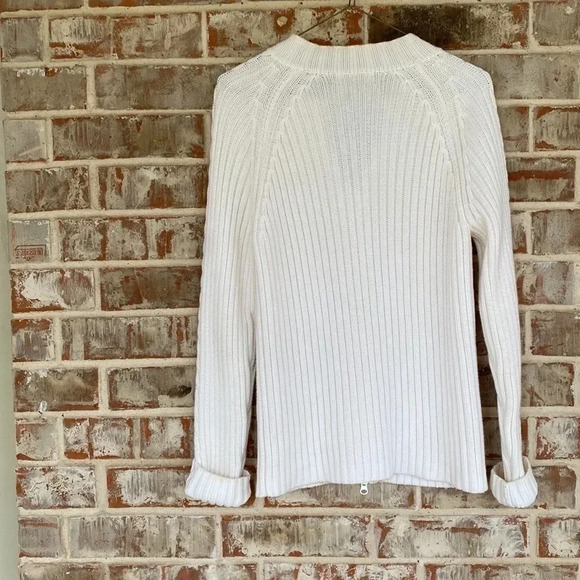Woods & Gray Cream Cable Ribbed Raglan Zipper Sweater - Picture 5 of 8